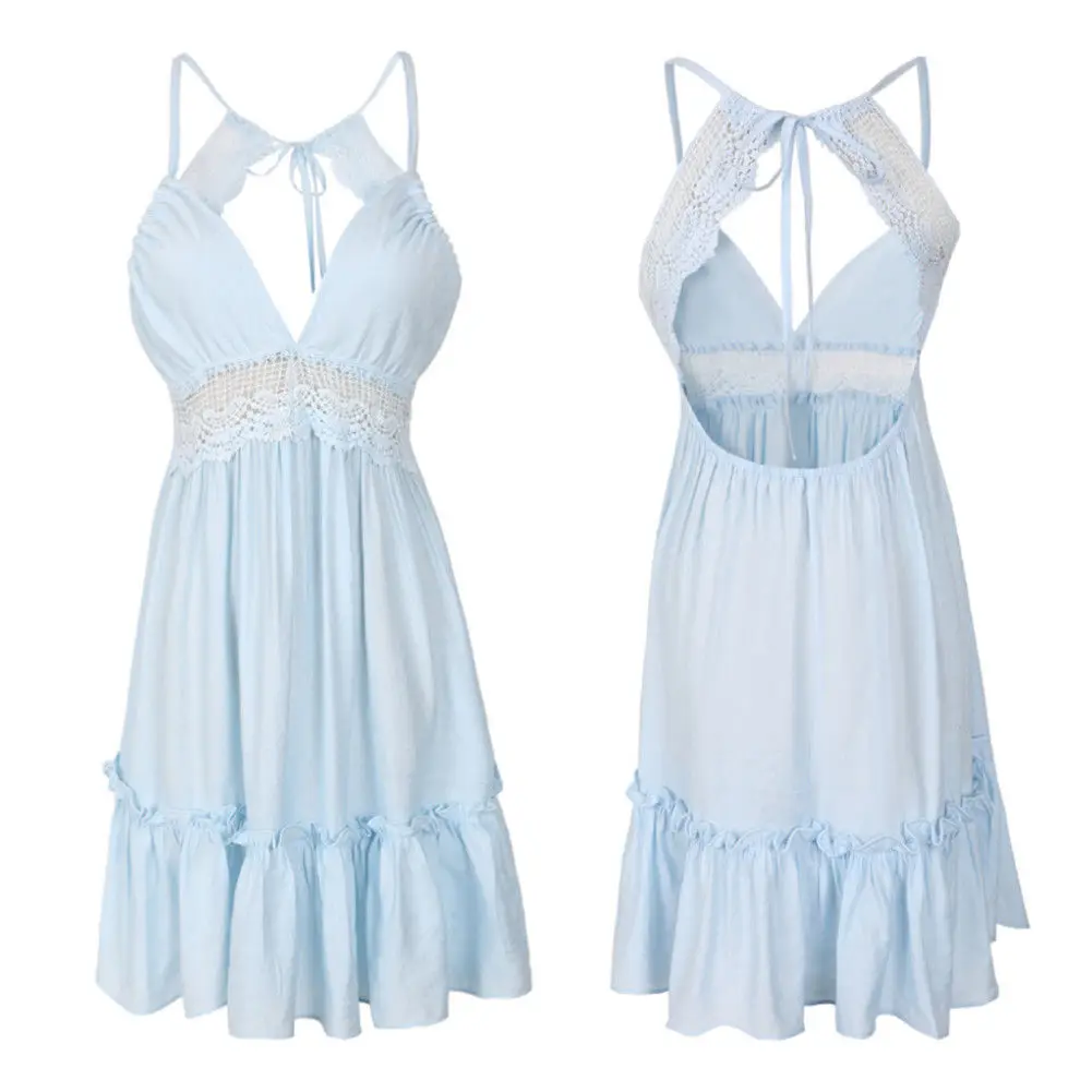 Женское летнее кружевное короткое мини-платье с цветочным рисунком, вечернее пляжное платье с открытой спиной, сарафан, элегантное женское платье Vestidos