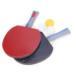 Двойной стороне резиновый Настольный теннис ракетка для пингпонга Bat Наборы с 3 мяча