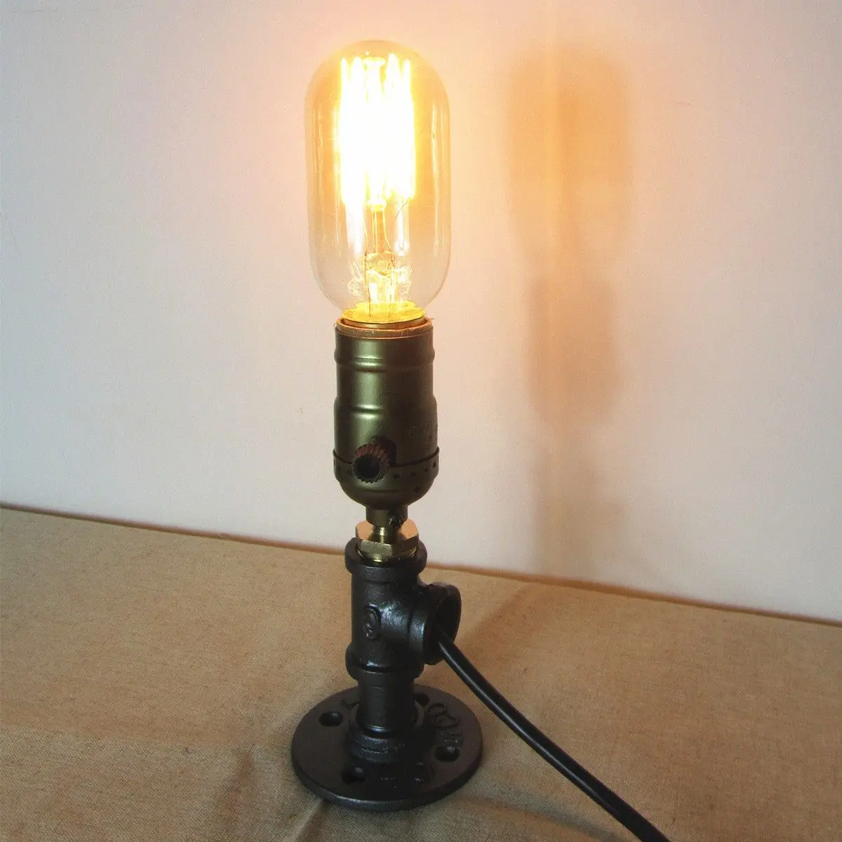 

Vintage Industrial Style Adjustable Single Socket Table Bedside Desk Lamp Holder Reading Coffee Shop Lamp Night Light Decorative