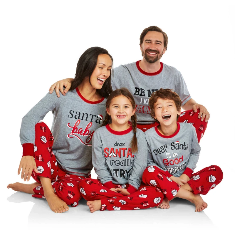

Family Christmas Pajamas Long Sleeve T-shirt+Pants Family Matching Clothes Sets Xmas Sleepwear Nightwear Family Pajamas 2-10Y