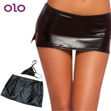 OLO Fantasy эротическая одежда сексуальная женская облегающая юбка с трусиками комплект танцевальная одежда юбка искусственная кожа L/XL Экзотическая одежда