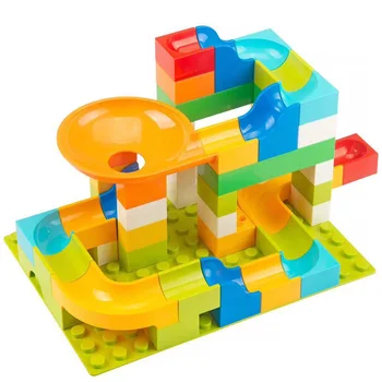 

Dolle Knikkerbaan Duplo Building Block Compatible Happy High Ball Hundred Change Slide Building Block Children Toys Marble Path