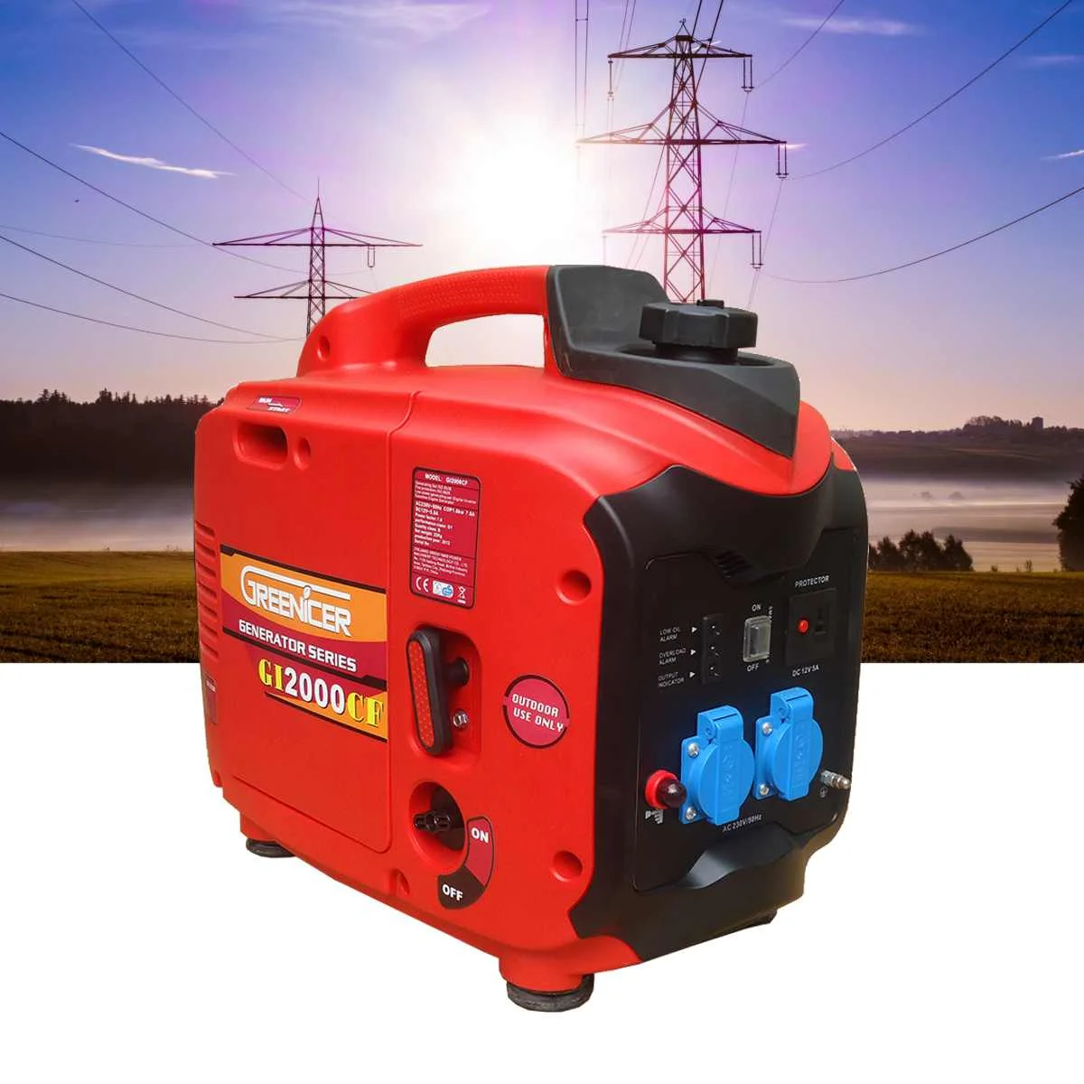 

1/2/3KW 220V Portable Silent Electric DC/AC Inverter Generator Digital Gasoline Powered Engine Generator Set Low fuel 50Hz