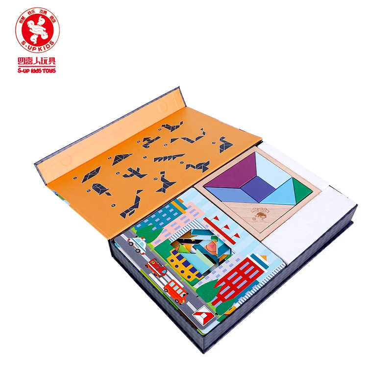 Креативные обучающие Игрушки tangram деревянные детские паззлы игрушки для детей