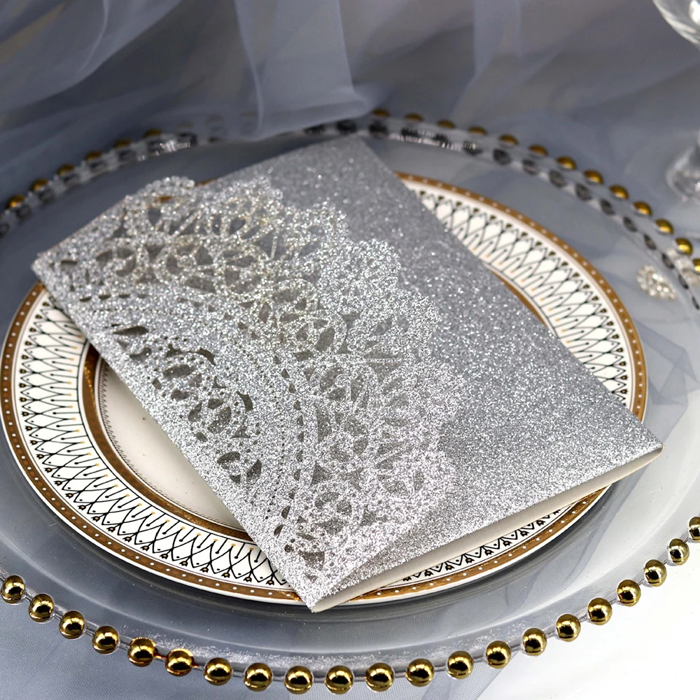  10pcs Laser Cut Wedding Invitations Cards Set Greeting Business Invitations Cards Party Decor 3 Col - 32998323493