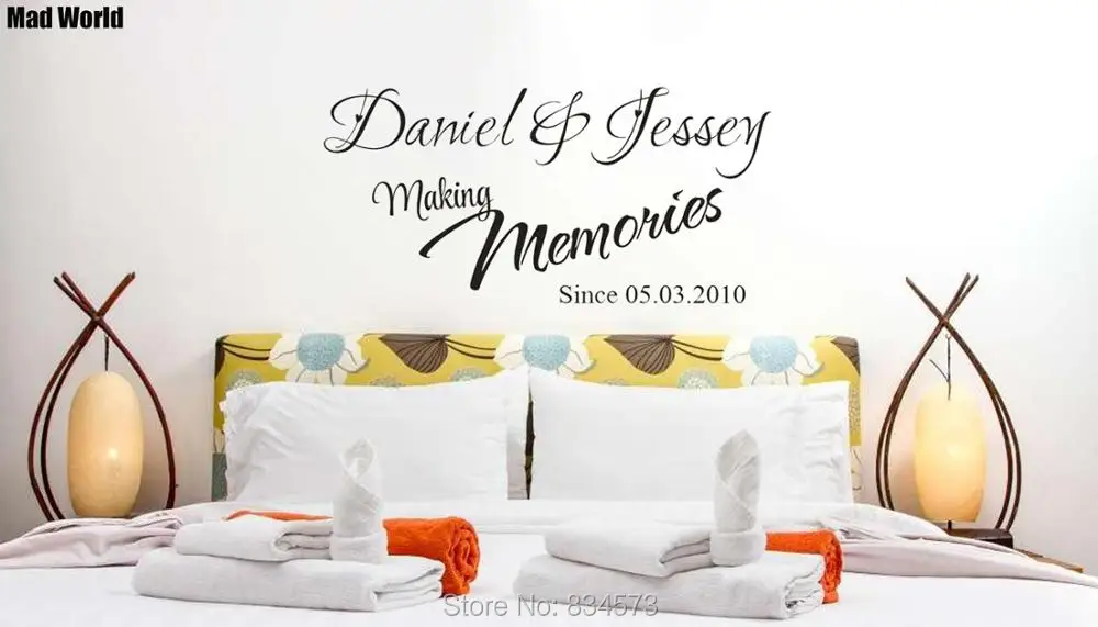/"Making Memories../" Wall Sticker,Modern Decal, Couple PERSONALISED Wall Quote