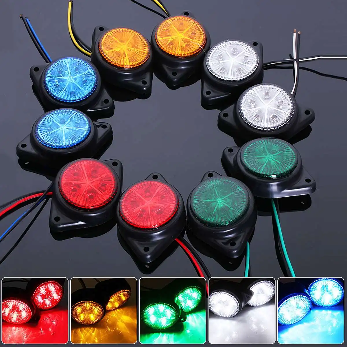 

4pcs 12V Mini Round LED Side Marker Turn Signal Light Clearance Indicator Lamp Truck Trailer Caravan lights