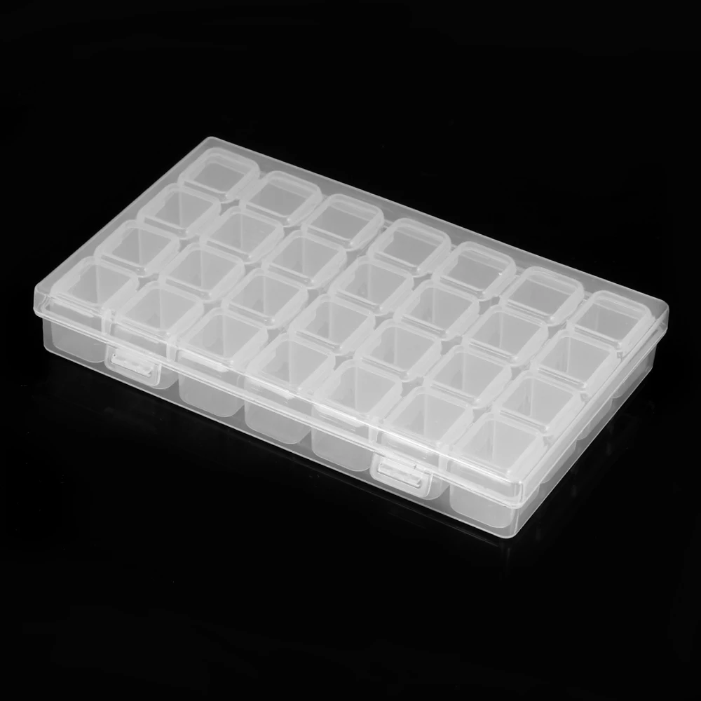28 слотов Пластик алмазов картина емкость для хранения Коробка для хранения коробки Организатор для нейл-арта стразы бусы, украшения