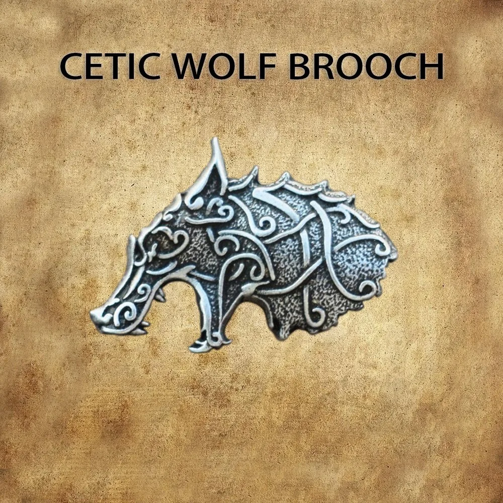 

Viking Odin'S Wolf Vantage Brooch Celtic Knot Art Norse Jewelry