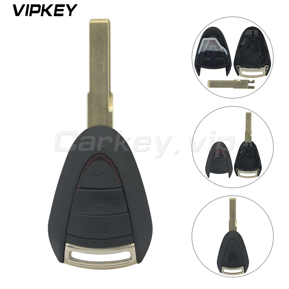 

Remotekey Replacement 3 Button Remote Car Key Fob Case Shell Key Blade for Porsche Boxster/Cayman 911/997 Carrera and 911 Targa