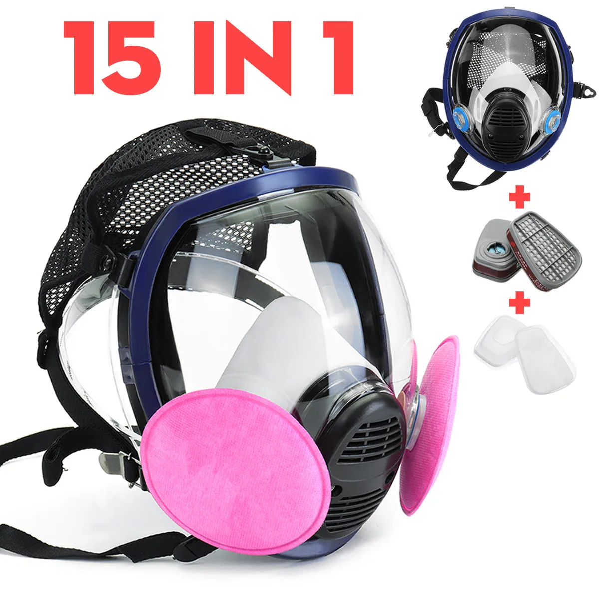

15 in 1 6800 Gas Mask Large Size Full Face Facepiece Respirator Painting Spraying Chemical Laboratory Medical Safety Mask