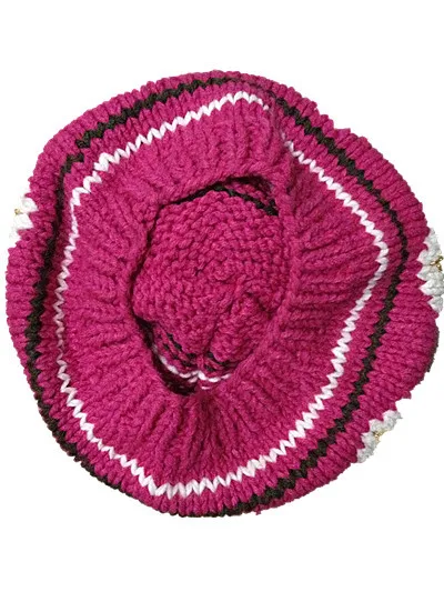 BomHCS зимняя Роза клубника цветок вязаная шапка ручной работы шапка женская теплая Кепка-бини шапки