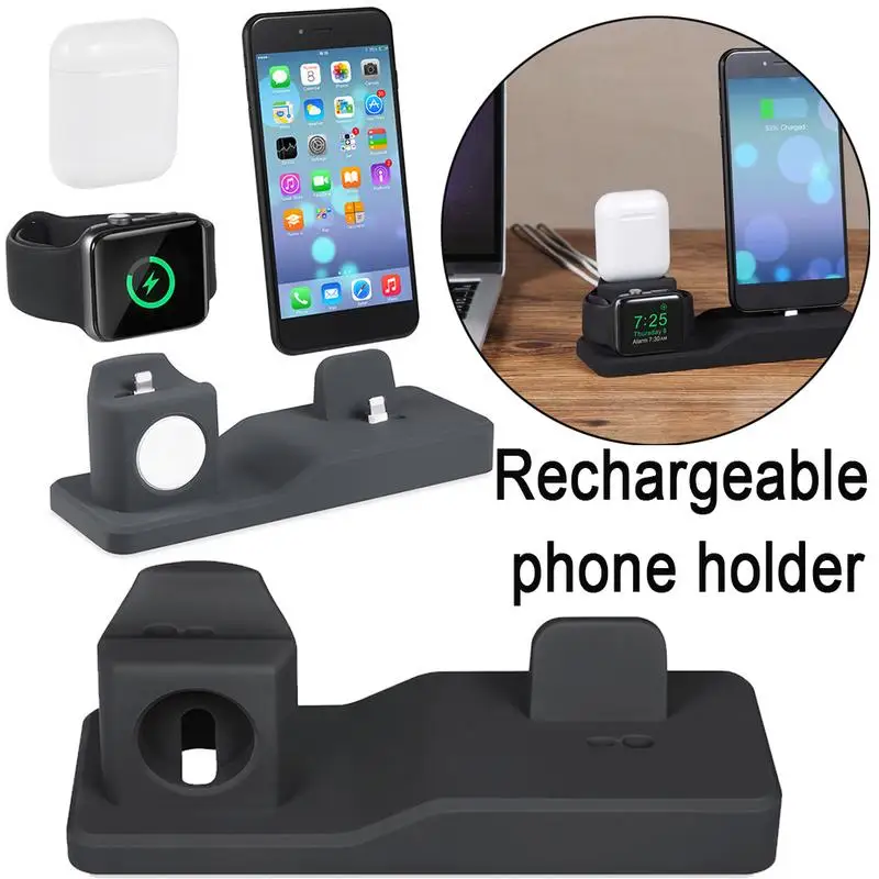 3 в 1 силиконовый держатель для Apple Watch док станция iPhone X XS XR MAX 6S 7 8 Plus Airpods|Подставки