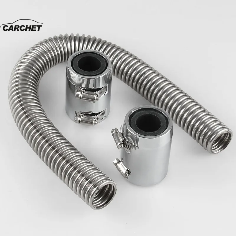 

CARCHET 24" Air Intake System Air Into Parts Car Flexible Stainless Steel Upper and Lower Cooling Water Pipe Hose CARaccessories