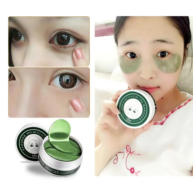 60 шт. коллагеновая маска для глаз с зеленым чаем Антивозрастной уход для лица Антивозрастные мешки для глаз темные круги увлажняющий отбеливающий уход за кожей