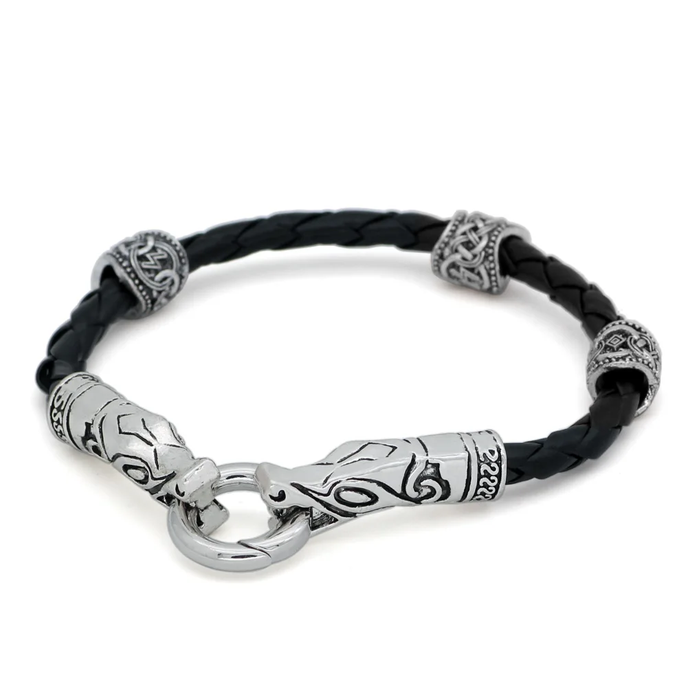 

norse viking compass rune leather amulet bracelet