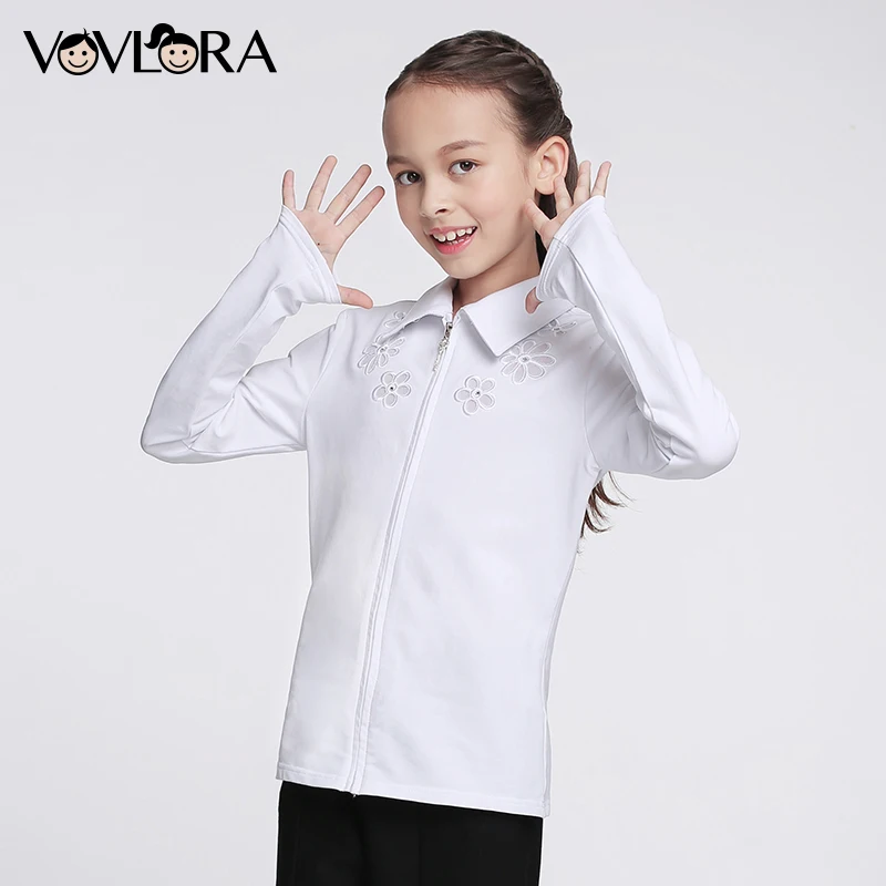 Girls School Blouse Long Sleeve Embroidery White Kids Blouses Cotton Zipper Summer Children Clothes Size 6 7 8 9 10 11 12 Years Girls School Blouse Long Sleeve Embroidery White Kids Blouses Cotton Zipper Summer Children Clothes Size 6 7 8 9 10 11 12 Years