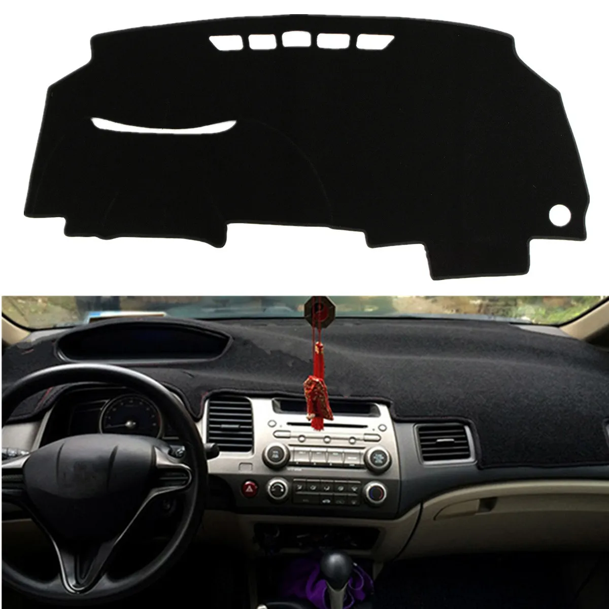

1Pcs 137cm Black Dash Mat Dash Cover Mat Dashboard Cover Polyester Fiber For Honda for Civic 8th 2006-2010 With Magic Sticker