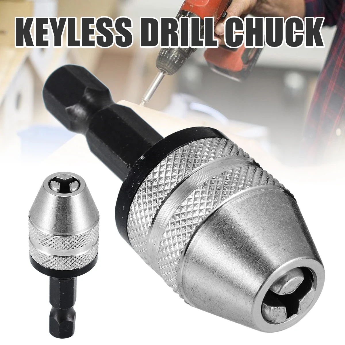 

Keyless Drill Chuck Quick Screwdriver Impact Driver Adaptor 1/4" Hex Shank Keyless Drill Bit Chuck
