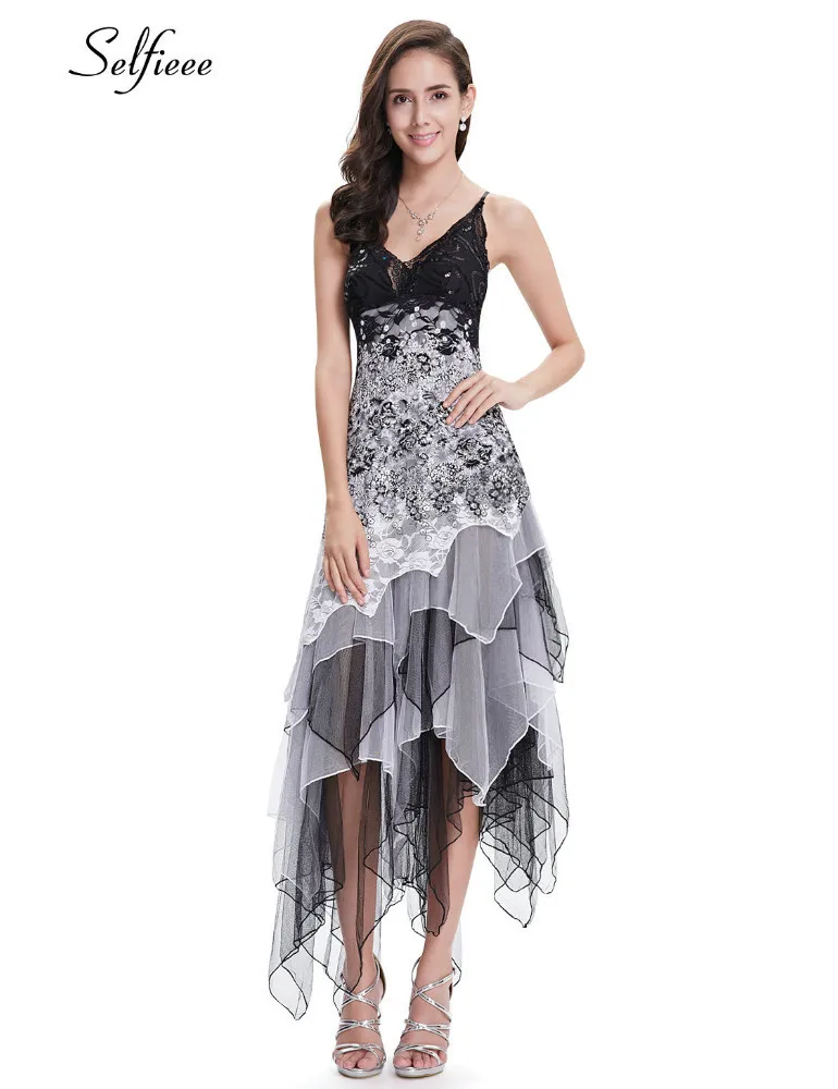 الصيف الشاطئ اللباس المرأة أنيقة خط V الرقبة السباغيتي فستان بحزام الأسود الأبيض Vestido مثير حزب فساتين يزين الدانتيل اللباس