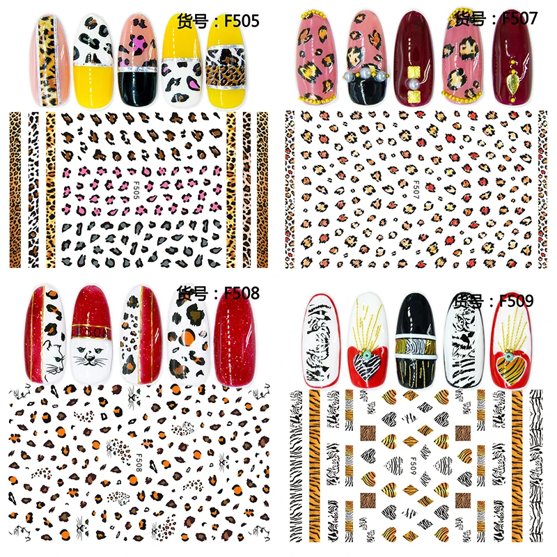 

1PC Leopard Nail Stickers 3d Adhesive Sticker Decals Wild Sexy Design Charming Nail Art Decoration Transfer Foil Tip