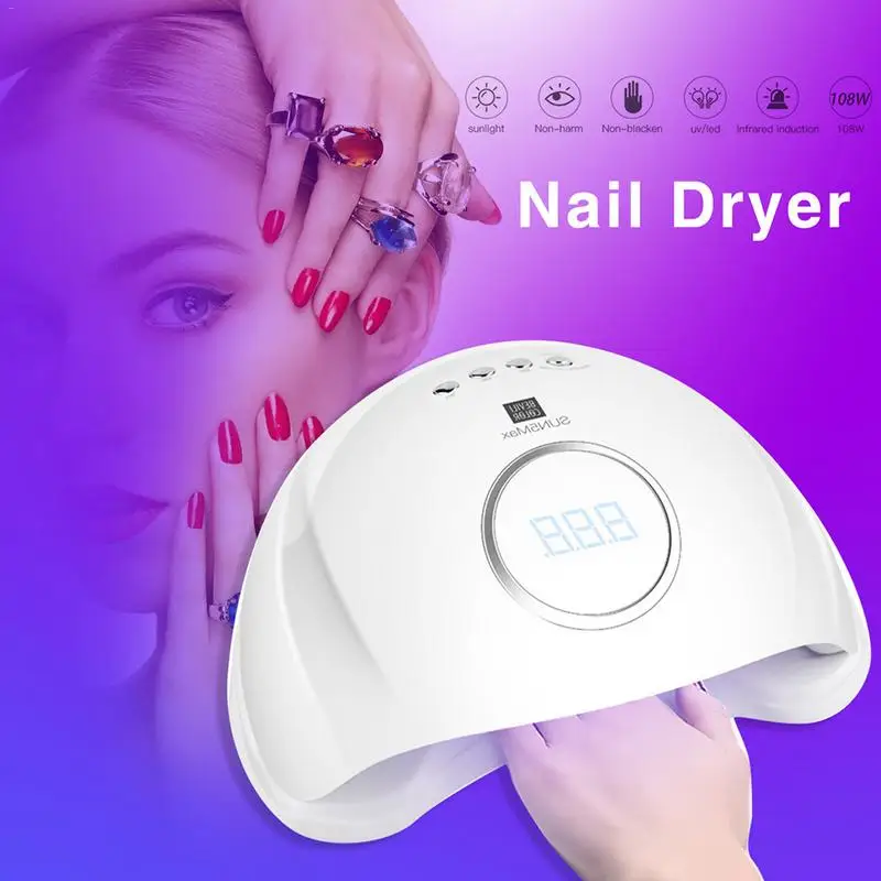 

SUN 72W 108W Nail Dryer UV LED Nail Lamp Gel Polish Curing Lamp with Bottom 60s/90s Timer LCD Display Lamp for Nail Dryer 40