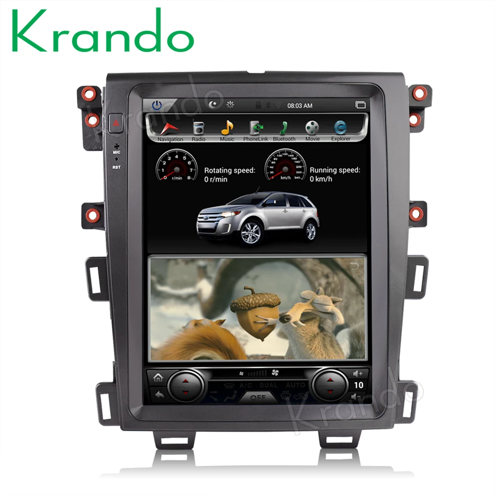 Excellent Krando car radio gps android 8.1 12.1" for FORD EDGE 2009-2014 Tesla Vertical screen navigation multimedia system WIFI A/C BT 4