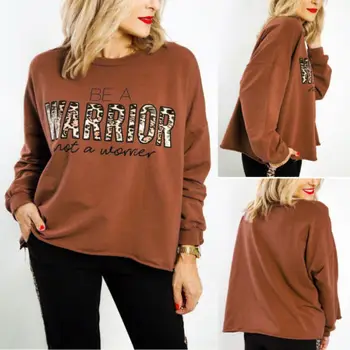 

Women's Long Sleeve Loose Pullover Leopard Ladies Autumn Tops Jumper Sweatshirts