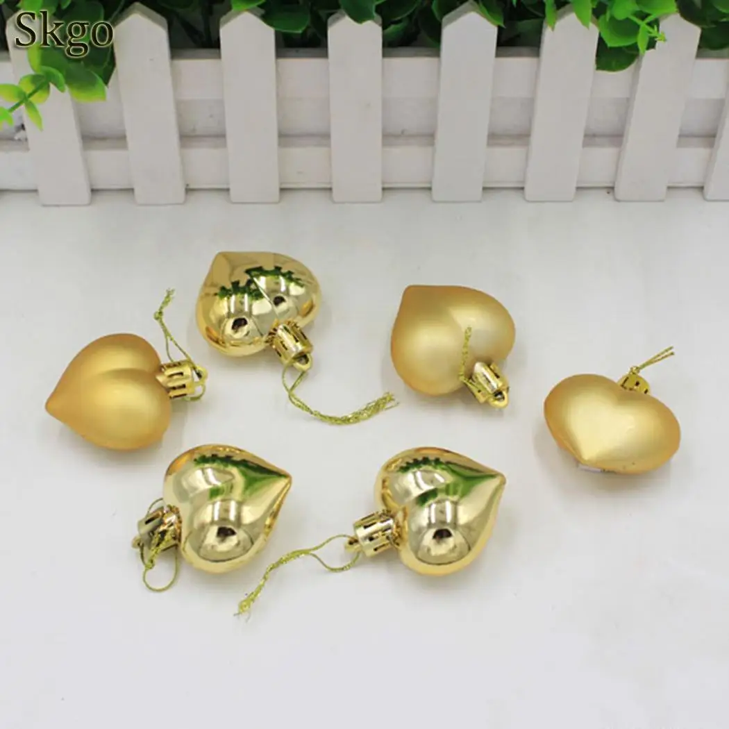 Серебряный Новый розовый красный дом падение золото сердце висячая коробка 6 шт
