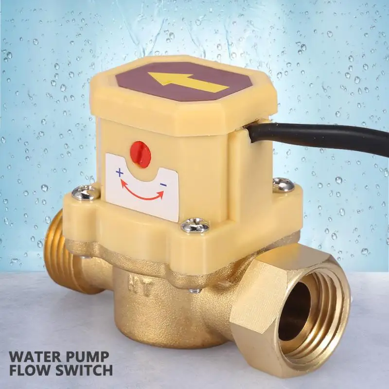 

G1/2-G1/2 Flow Control Switch Thread Water Pump Adjustable Flow Sensor Pressure Automatic Control Switch 220V Brand New