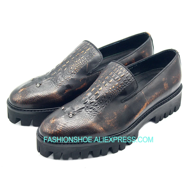

Crocodile Leather Slip on Mens Loafers Full Grain Leather Spring Fall High Qulity Men Oxfords