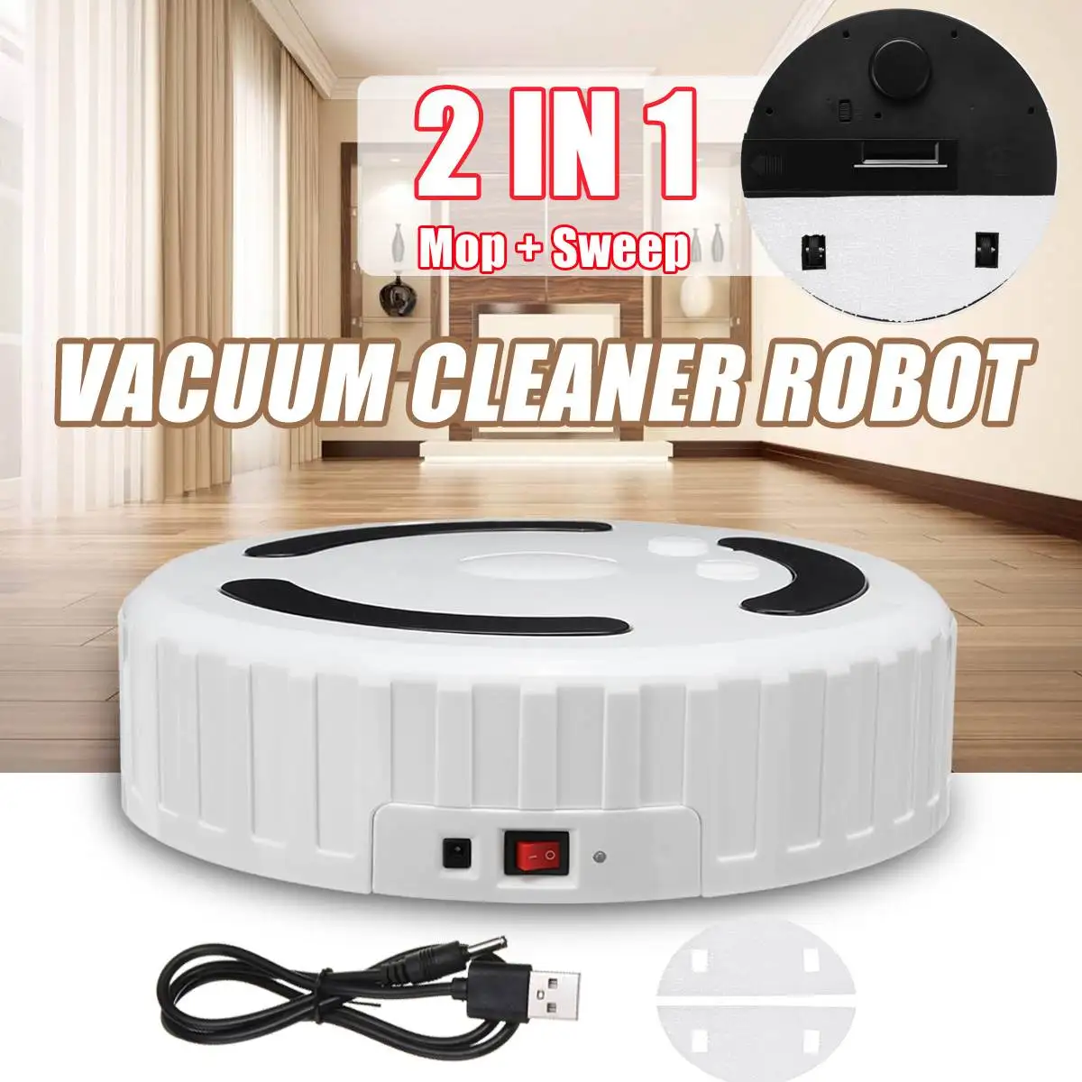 

2 in 1 Mini Rechargeable Home Automatic Sweeping Mop Machine Smart Cleaning Robot Vacuum Cleaner Household Dust Suction Drag