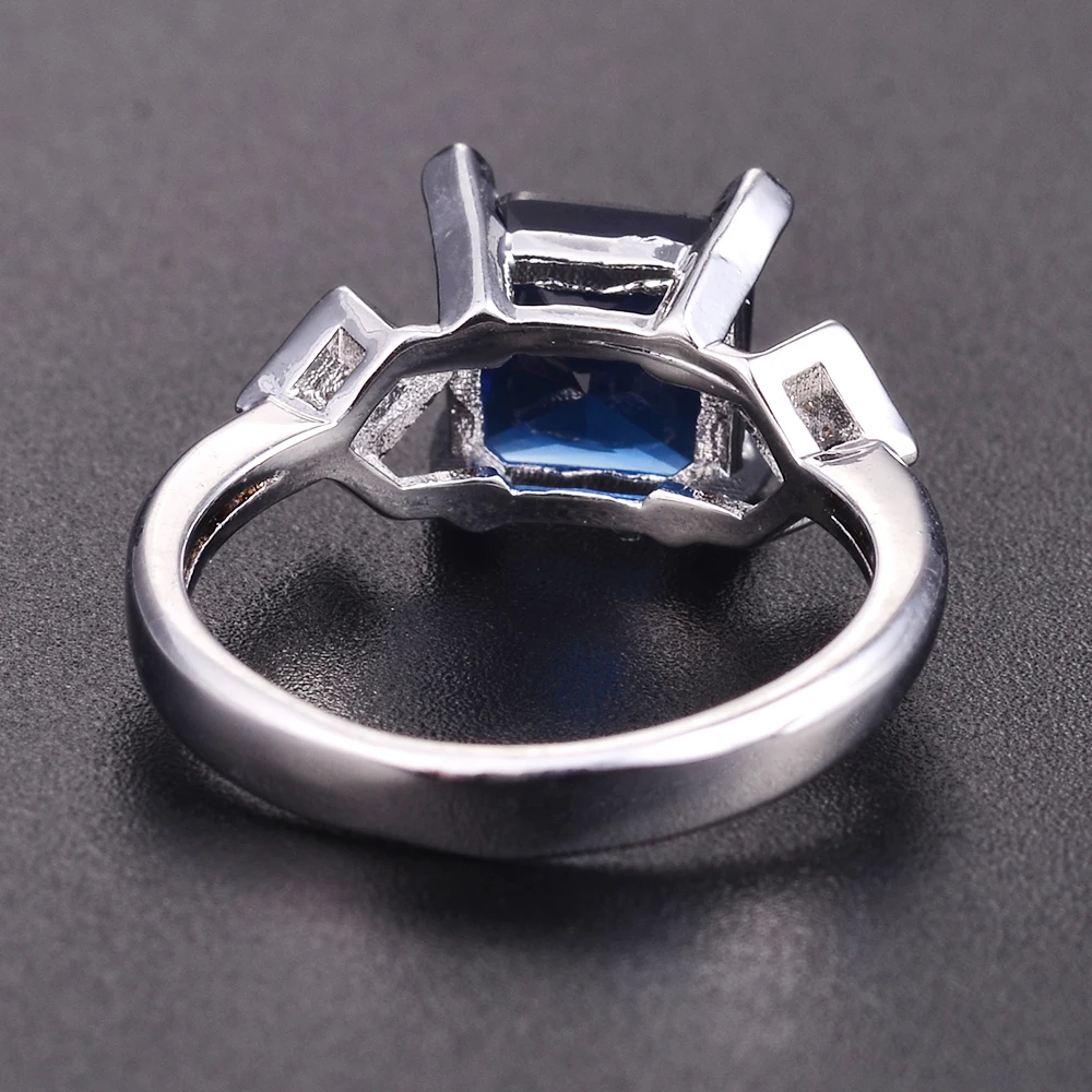 Новые квадратные серебряные ювелирные кольца 925, женские кольца на палец с темно-синим сапфиром, драгоценным камнем, цирконием, винтажные ювелирные изделия