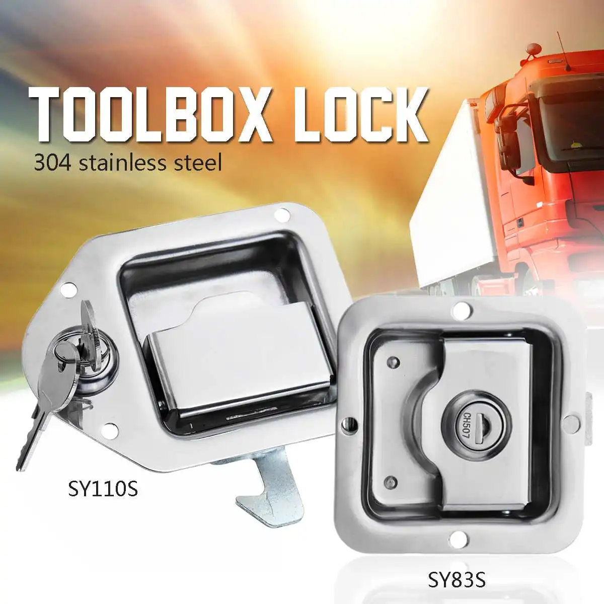 304 Stainless Steel Truck RV Toolbox Lock Trailer Door Handle Latch