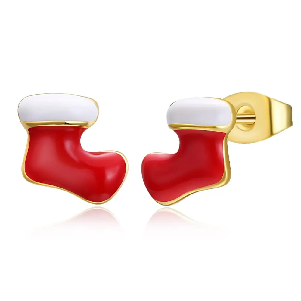 Christmas Stud Earrings KE1607 A Real Yellow Gold Color Plated Women