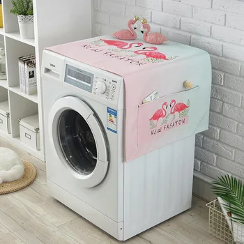 

Washing Machine Dust Cover Household Single Double Door Refrigerator Dust Cover Universal Furniture Cover Flamingo Elk Pattern
