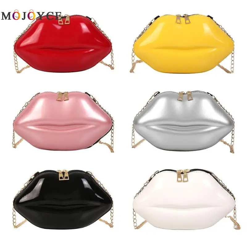بلون الشفاه شكل أكياس Crossbody للنساء الأزياء سلسلة حقائب كتف مساء حزب مخلب