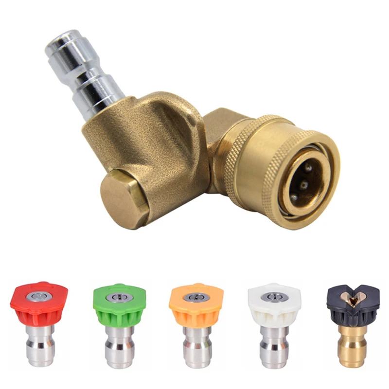 

FUNN-Pressure Washer Spray Nozzle Tips and Quick Connecting Pivoting Coupler 2.5 GMP 4500PSI 1/4 inch Plug 90 Degree