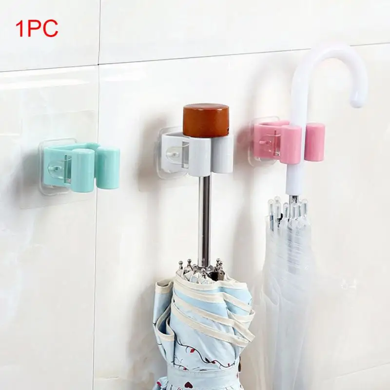 

1pc Multifunctional Traceless Sucker Hook Mop Holder Wall Mounted Kitchen Bathroom Suction Cup Rag/Broom/Mop Rack Storage Holder