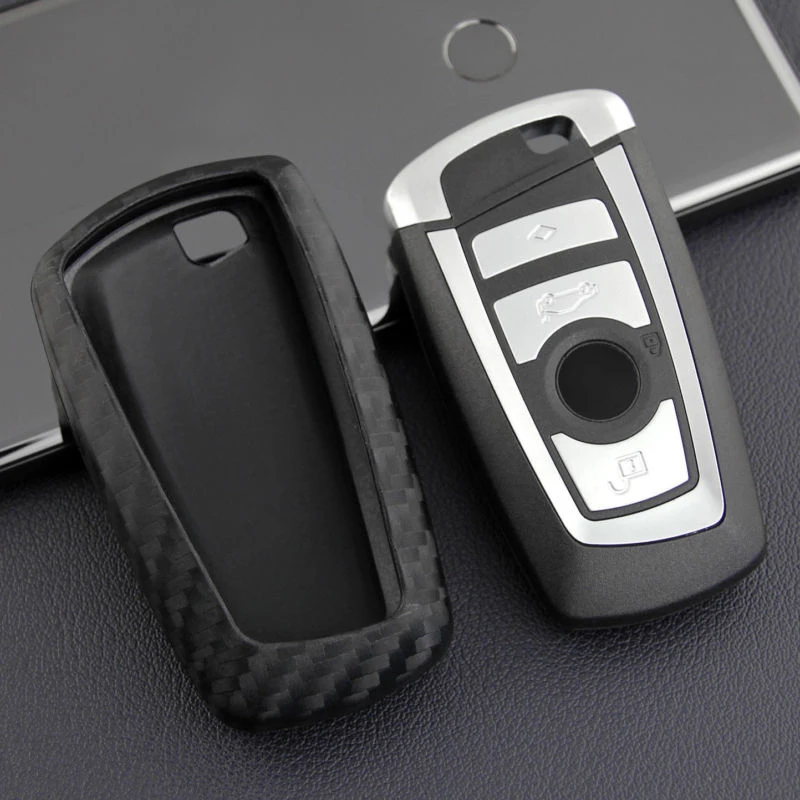 

Car Key Case Cover Shell 1pc Carbon Fiber Look Car Key Shell Keys Fob For BMW 3 5 Series Car Accessories Black