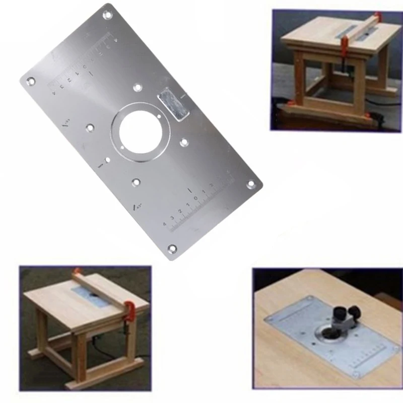 

Aluminum Router Table Insert Plate With 4 Rings Screws For Woodworking Benches