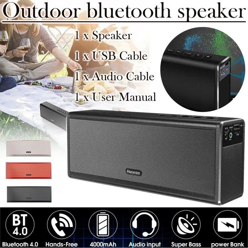 Металлическая двойная беспроводная звуковая колонка 20 Вт Bluetooth 4 0 Hi Fi стереозвук