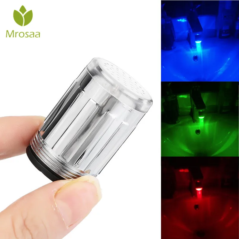 Светодиодный светильник датчик температуры воды RGB свечение поток кран головка 3