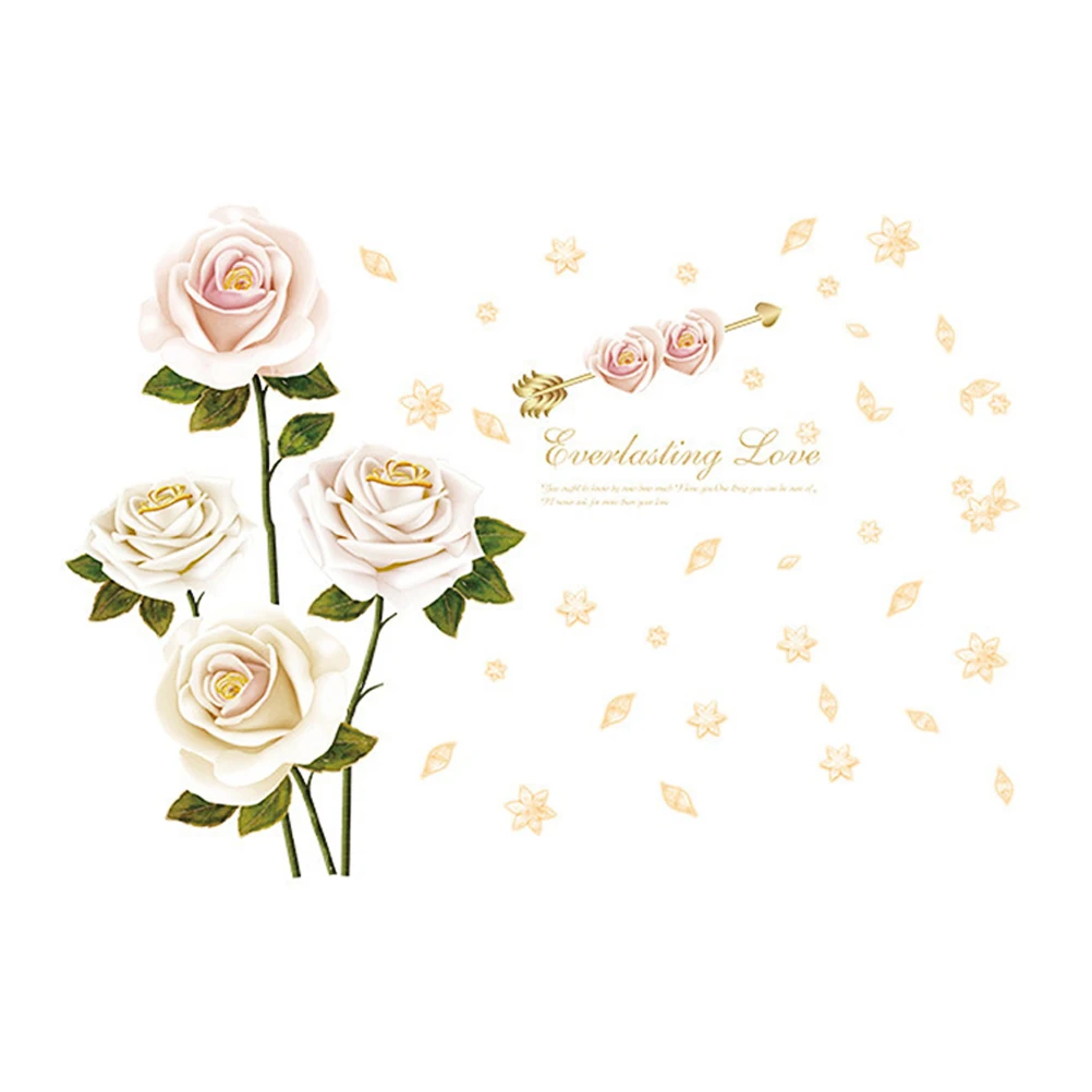 1pc Flower Wall Stick White Rose Wallpaper Wall Decals Wall Stickers