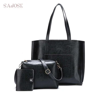 

3Pcs/Sets Women Handbags Leather Ladies Shoulder Bags Designer High Quality Brand Female Casual Tote Bags Purses And Handbags