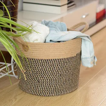 

Large Basket Woven Storage Basket With Handles Natural Jute Laundry Basket Toy Towels Blanket Basket Home Decor Gift