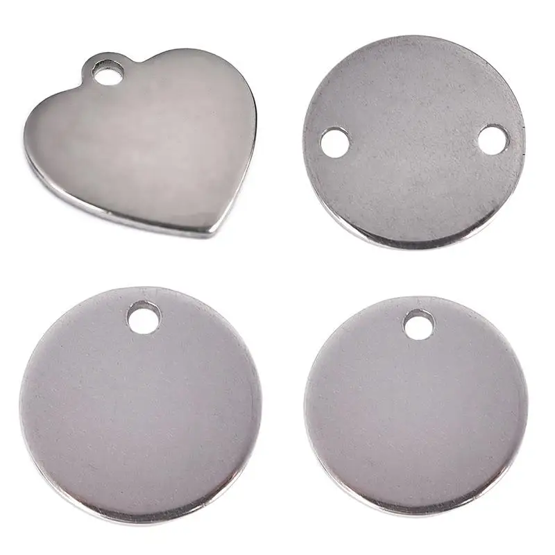 

30pcs/lot Blank Stainless Steel Charms Round Love Heart Pendant DIY Necklace Bracelet Jewelry Making Accessories Customized Gift