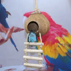 Натуральный кокосовый орех Птичье гнездо Висячие Птичий дом лестница для попугая игрушка
