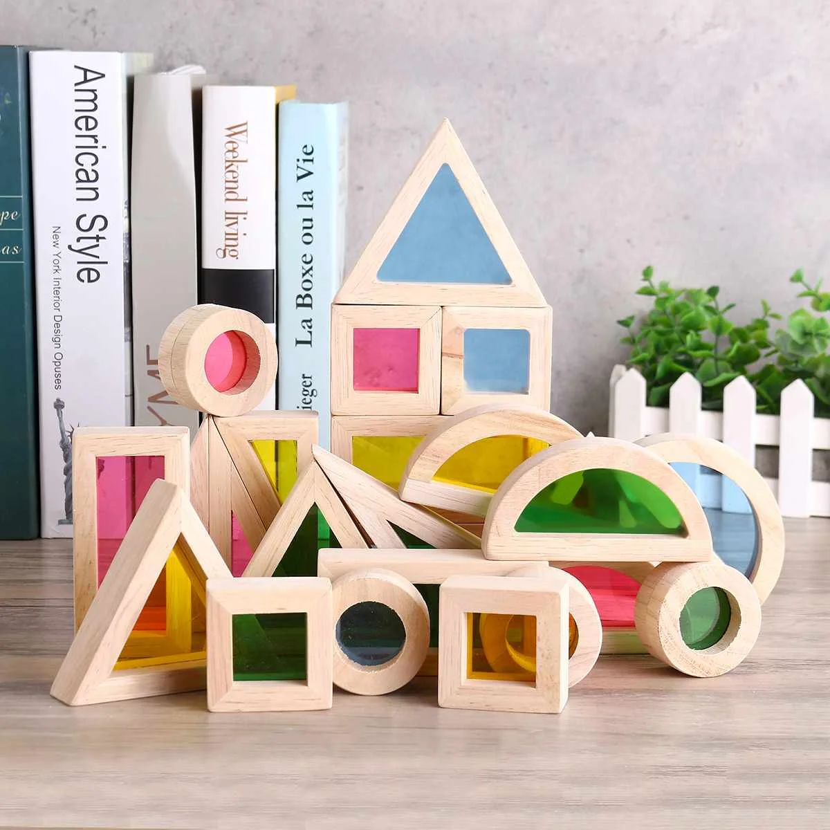 

24Pcs/Lot Children Wooden Blocks Construction Building Toy Stacking Rainbow Blocks Colorful Cognitive Toys Kids Gifts Montessori