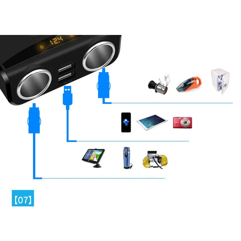 Автомобильное зарядное устройство CARCHET с двумя usb портами двусторонняя розетка